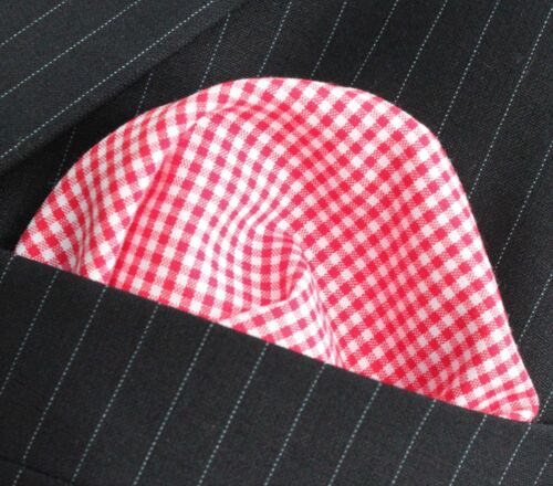 Hankie Pocket Square Handkerchief RED Gingham 2 Check Quality Cotton UK Made