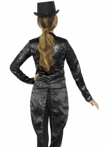 Smiffys Sequin Tailcoat Jacket Black Cabaret Halloween Costume Accessory 46959