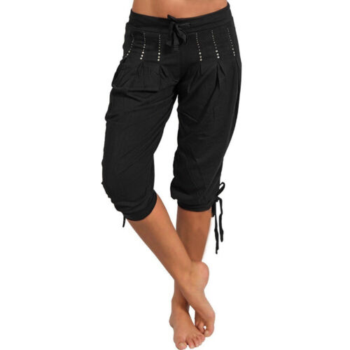Women Casual Loose Shorts Bermuda Capri Trousers Cropped Pants Summer Plus Size