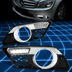 LED DRL Daytime Running Fog Light Bumper Lamp+Harness for 2008-2010 W204 AMG