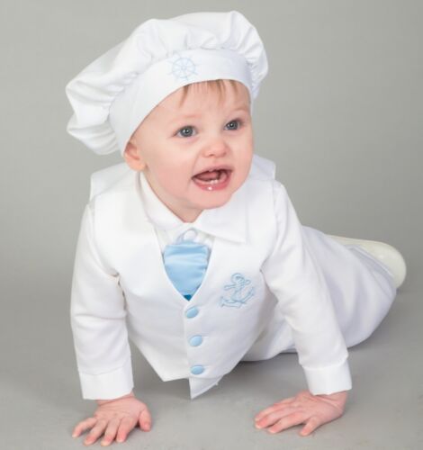 Christening Suit 4pc Sailor Suit White Navy Baby Boys Christening Outfit