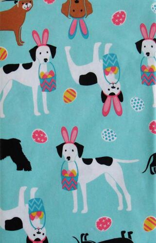 Easter Vinyl Tablecloth Whimsical Dogs with Bunny Ears Eggs Basket Fun Decor