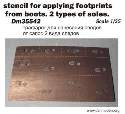 Dan Models 35542 Stencil for Applying Footprints from Boots 2 Types 1//35 kit
