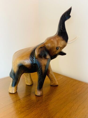 Hand Carved Wooden Elephant Trunk Up Fair Trade Various Sizes Hand Carved