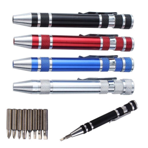 Protable Precision 8 In 1 Slotted Bits Repair Screwdriver Pen Hand Tool Set Sd