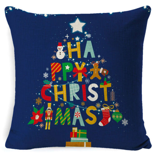 Green Christmas Cushion Cover Xmas Square Pillow Case Sofa Home Gift Decor 18/"