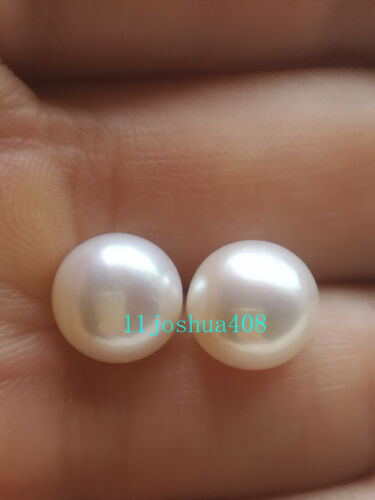 Stunning AAA Natural 7-8mm white akoya  pearl earrings 14k Gold