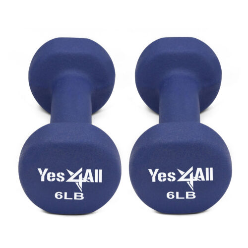 Yes4All 6 lb Dumbbell Weight Set with Non-Slip Grip Neoprene Dumbbell Pair