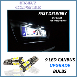 BMW 1 SERIES 2003-2011 2x T10 9SMD LED WHITE BULBS NUMBER PLATE FREE ERROR