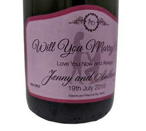 will you marry me bottle Personalised Champagne wine label Proposal idea