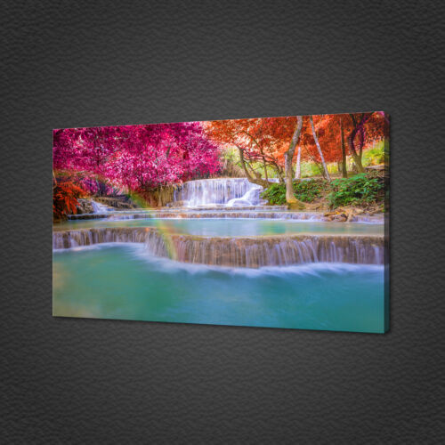 WATERFALL RAINBOW RIVER CANVAS PICTURE PRINT WALL ART LANDSCAPE HOME DECOR