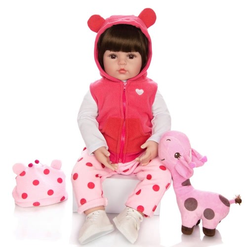 Super Realistic Reborn Baby Doll HQToy Cloth Stuffed Body Free Giraffe BDay Gift