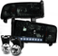 94-01 DODGE RAM 1500 2500 3500 LED CRYSTAL SMOKE HEAD LIGHTS W//CHROME BUMPER FOG