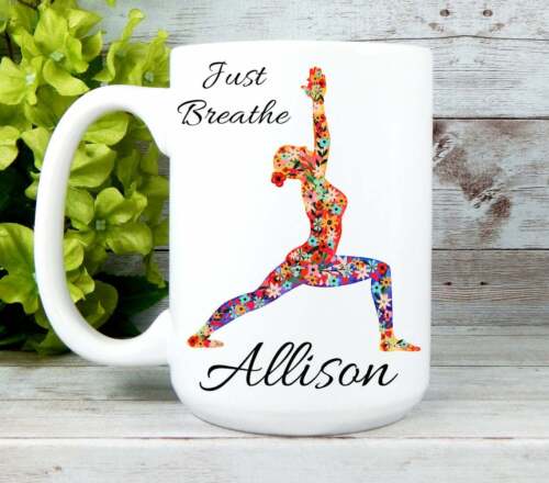 Yoga Mug Yoga Gifts Just Breathe Mug Inspirational Yoga Cup Yoga Lover Gift Yoga 
