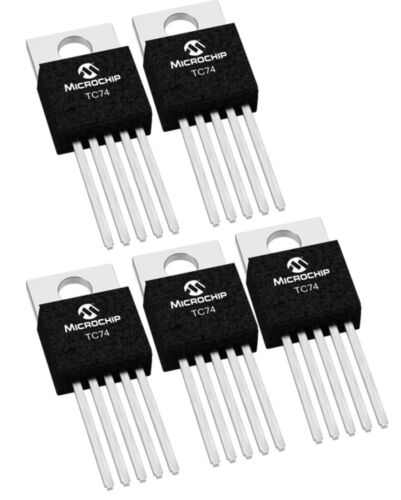 (5 Pieces) Microchip TC74A0-5.0VAT IC THERMAL SENSOR TEMP I2C/SMBUS TO220-5