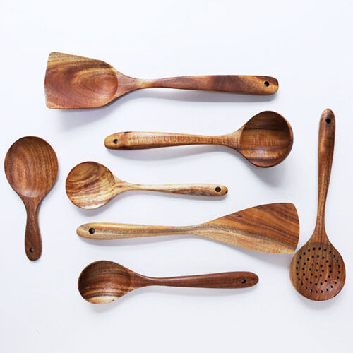 1PC Wooden Spoons Utensil Kitchen Cooking Bamboo Tools Wood Spatula Home DP