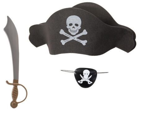 Kit de déguisement pirate 3 accessoires Chapeau Bandeau Épée  KV-67