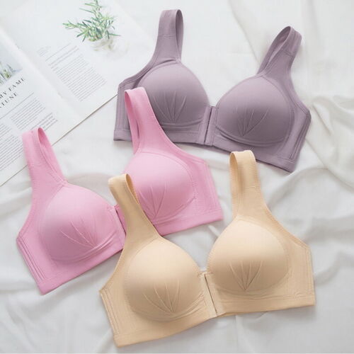 Women Ladies Front Fastening Push Up Bra Non Wired Comfort Soft Cup Sz 36-44 G