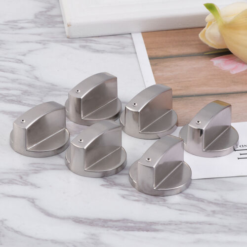 6X Universal Silver Gas Stove Knobs Cooker Oven Hob Kitchen Switch Control Metal 
