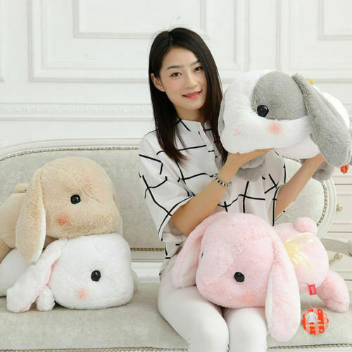 White Holland Lop Bunny Rabbit Plush Doll 18.89'' Toy Stuffed Animal Kid Go Gift 