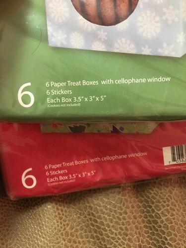 lot of 2 Holiday Treat Boxes with Cellophane Window with stickers 12 count