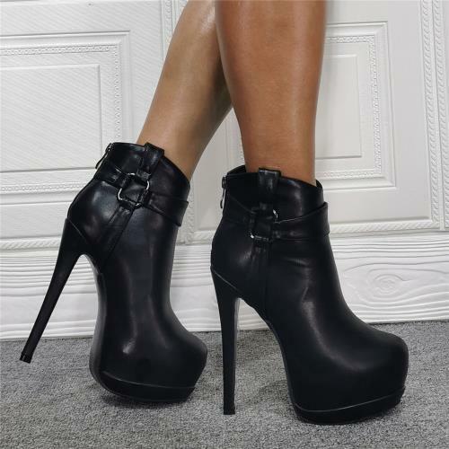 Details about  / Ladies Shoes Synthetic Leather Platform High Heel Zipper Ankle Boots 45 46 47 L