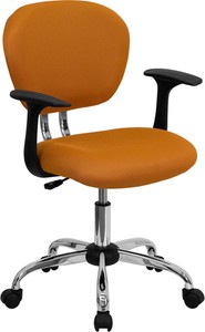 Mid-Back Orange Mesh Task Chair w//Arms /& Chrome Base