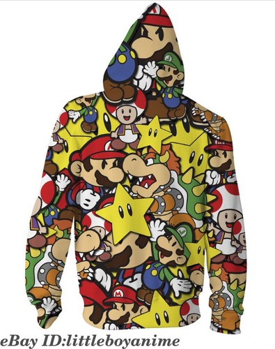 Super Mario Bros Sweater Casual Zip Coat Jacket Fashion Cosplay Costume jacket