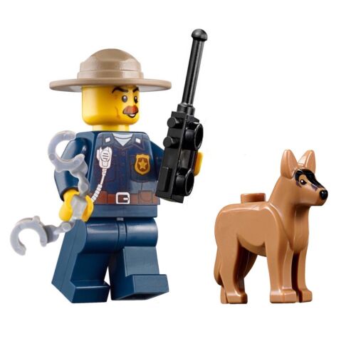 LEGO City Mountain Police Minifigure w German Shepherd Dog 60174 Police Chief 