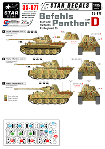 1,35 personnel et des réservoirs HQ autocollants pour befehls panther ausf D Star stickers 35-877