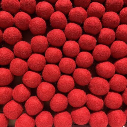 Handmade Felt Wool Pompom DIY Crafts Supplies 3.5-4cm Red Colour Felt Balls 