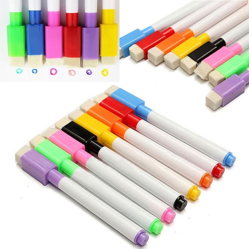 5//10Pcs Creative Plastic Black Whiteboard Marker Dry Erase Pen Eraser Lid Cap
