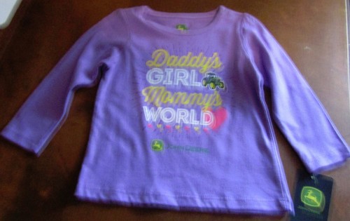 John Deere girls lavender long sleeve top w//DADDY/'S GIRL MOMMA/'S WORLD /& hearts