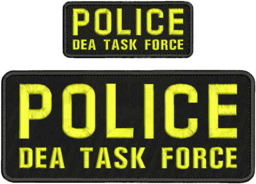 SHERIFF DRUG TASK FORCE EMB PATCH 4X10 AND 2X5 HOOK ON BACK OD GREEN/YELLOW