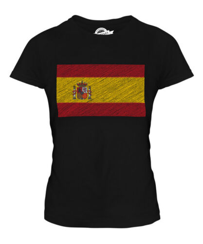 L'Espagne Scribble Drapeau Femmes T-shirt Tee Top Cadeau España ESPANYA 