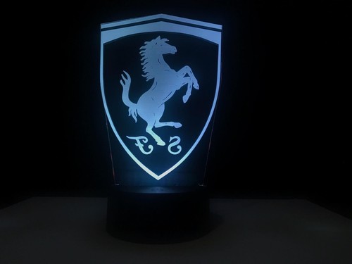 FERRARI CAR LOGO 3D Acrylic LED 7 Colour Night Light Touch Table Desk Lamp Gift