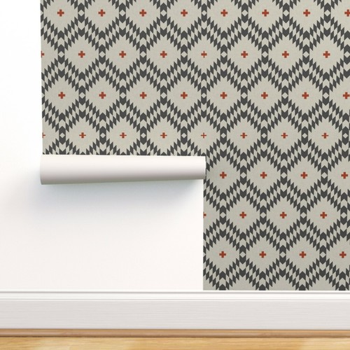 Peel-and-Stick Removable Wallpaper Geo Geometric Tribal Plus Black Grey