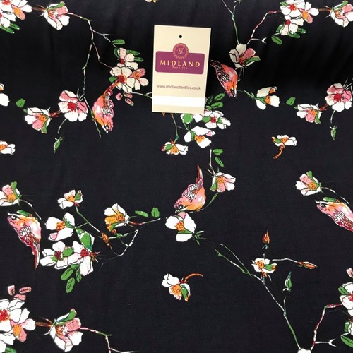 Vintage Bird Floral Printed Viscose Rayon Dress Fabric 58/" wide ME886 Mtex