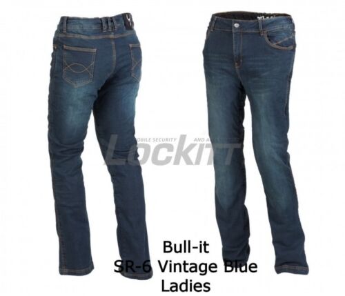 Bull-it Ladies Motorcycle Protective Riding Pants SR6 Jeans Vintage Blue Covec