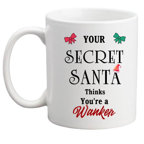 funny rude gift Christmas mug//work gift//rude gift mug SECRET SANTA Wanker gift