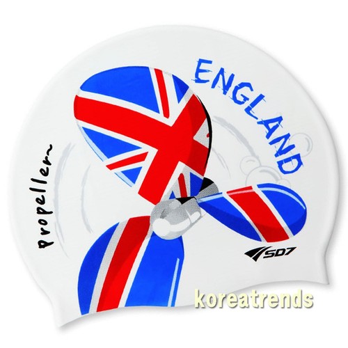 England Flag Propeller Image Silicone Swimming Head Cap