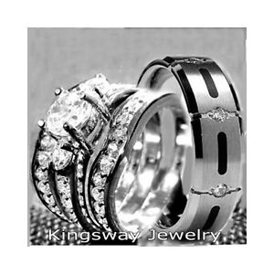 Titanium his and hers wedding rings