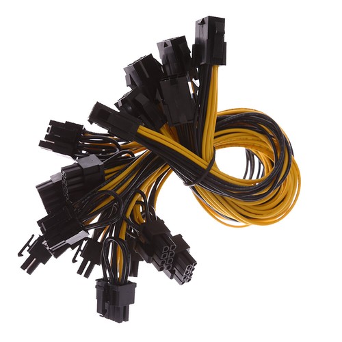 6Pcs 18AWG PCI-E 6pin to Dual 8pin Y-Splitter Cable For GPU Mining ZCASH ZEC