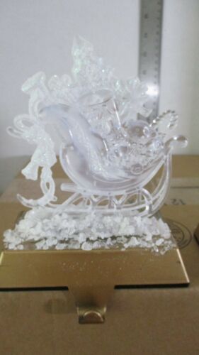 Details about  / SANTA CLAUS in SLEIGH Frosted Acrylic CHRISTMAS STOCKING HOLDER HANGER
