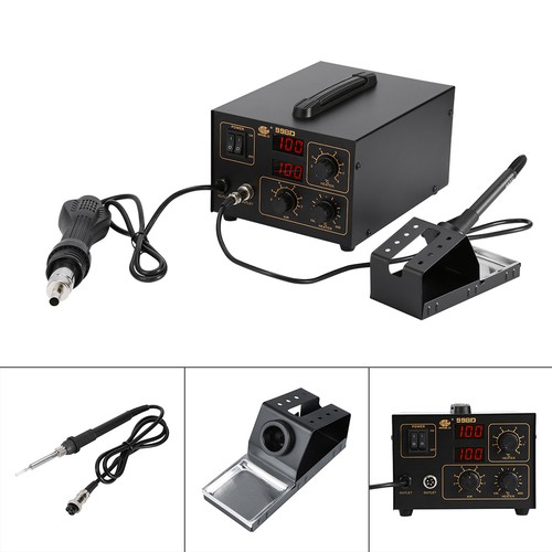 998D SMD Hot Air Rework Soldering Iron Station Welder /& Heißluft Löten /& Nozzles