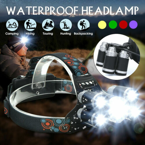 Stirnlampe 300LM 150m IPX4 5x T6 Cree LED Taschenlampe Camping Outdoor Angeln 