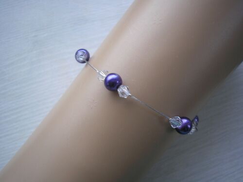 Dainty Coloured Pearl /& Crystal Bracelet for Women Girls Brides Bridesmaids 11A