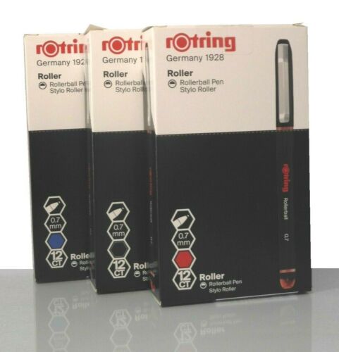 SET 12 x Rotring Tintenroller//Rollerball in Faltschachtel rot blau oder schwarz