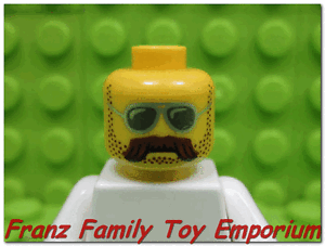 New LEGO Minifig HEAD Male Bushy Brown Moustache Silver Sunglasses Body Part 