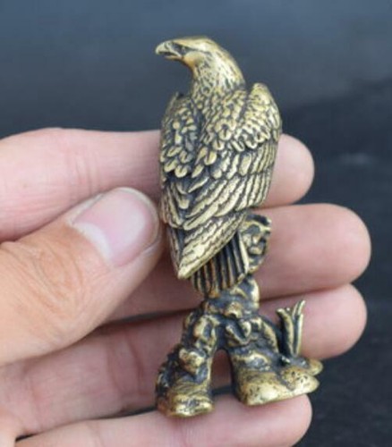 China/'s archaize pure brass eagle small statue high 6.8 cm